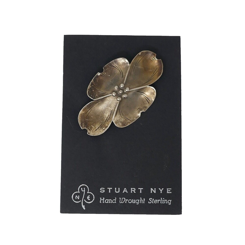 Stuart Nye Sterling Silver Dogwood Flower Pin Brooch